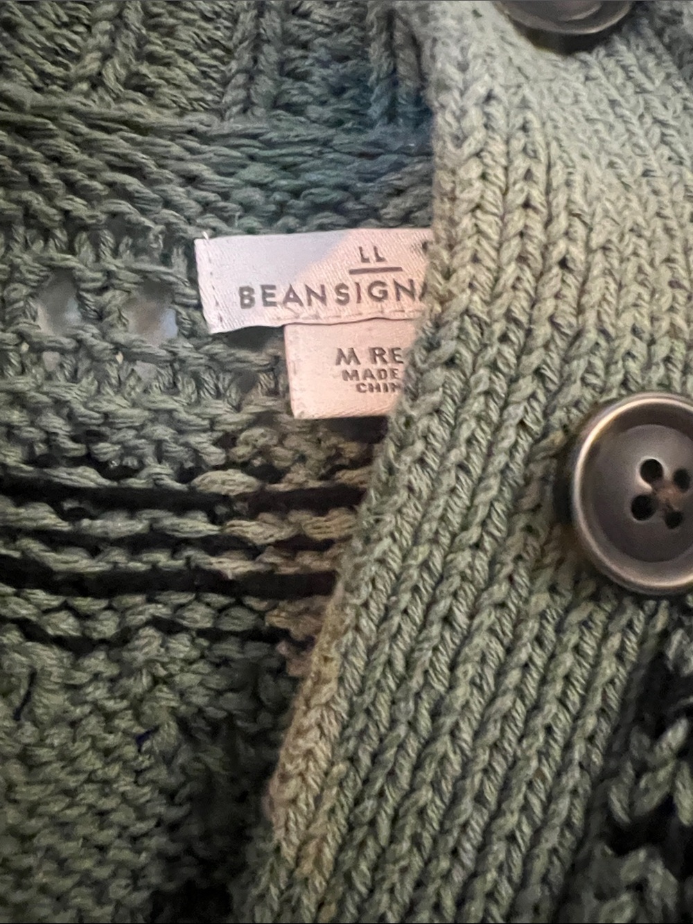 L.L. Bean Knit Cardigan Sage Green with Duck Boots Fair Isle Motif - Picture 2 of 6